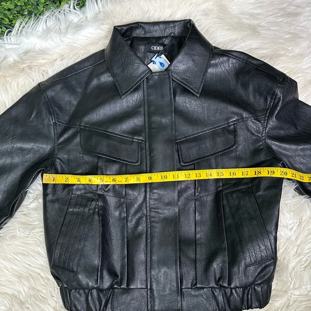 Nwt faux leather Cider Classic Black‎ Leather moto Jacket